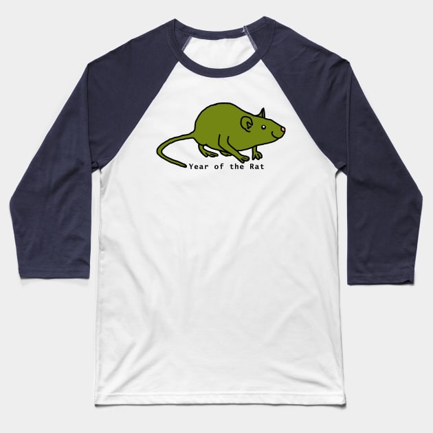 Year of the Rat - Green Baseball T-Shirt by ellenhenryart